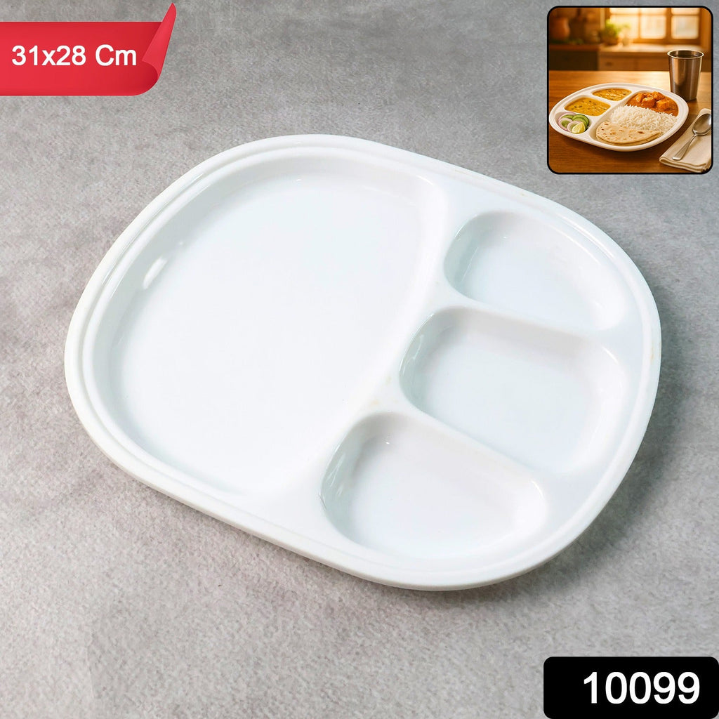 Comp Plate Shape Plastic Large Compartment Dinner Plate / Thali with 4 Sections ...